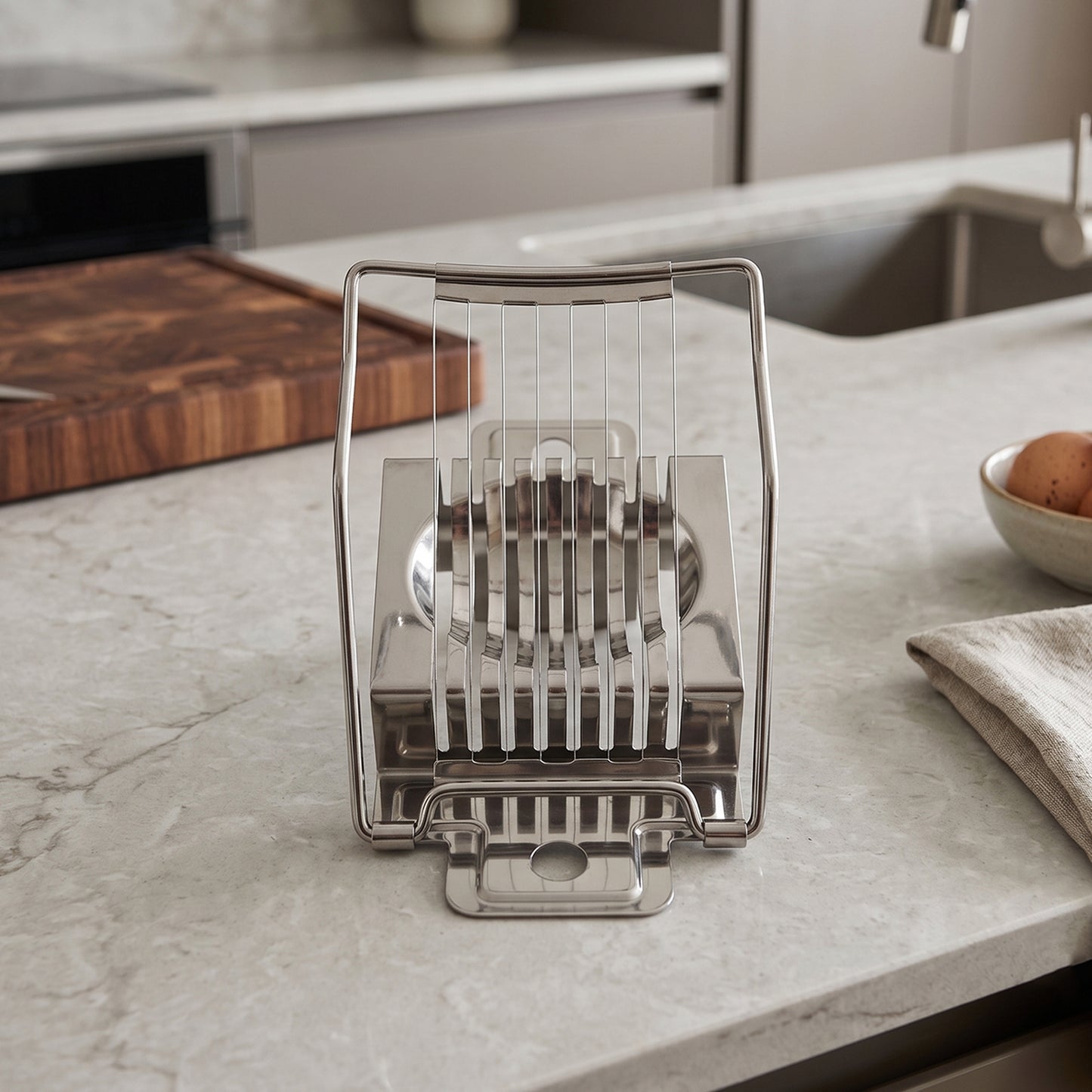 Stainless Steel Egg Slicer Cutter for Boiled Eggs Kitchen Egg Cutter (1 Pc)