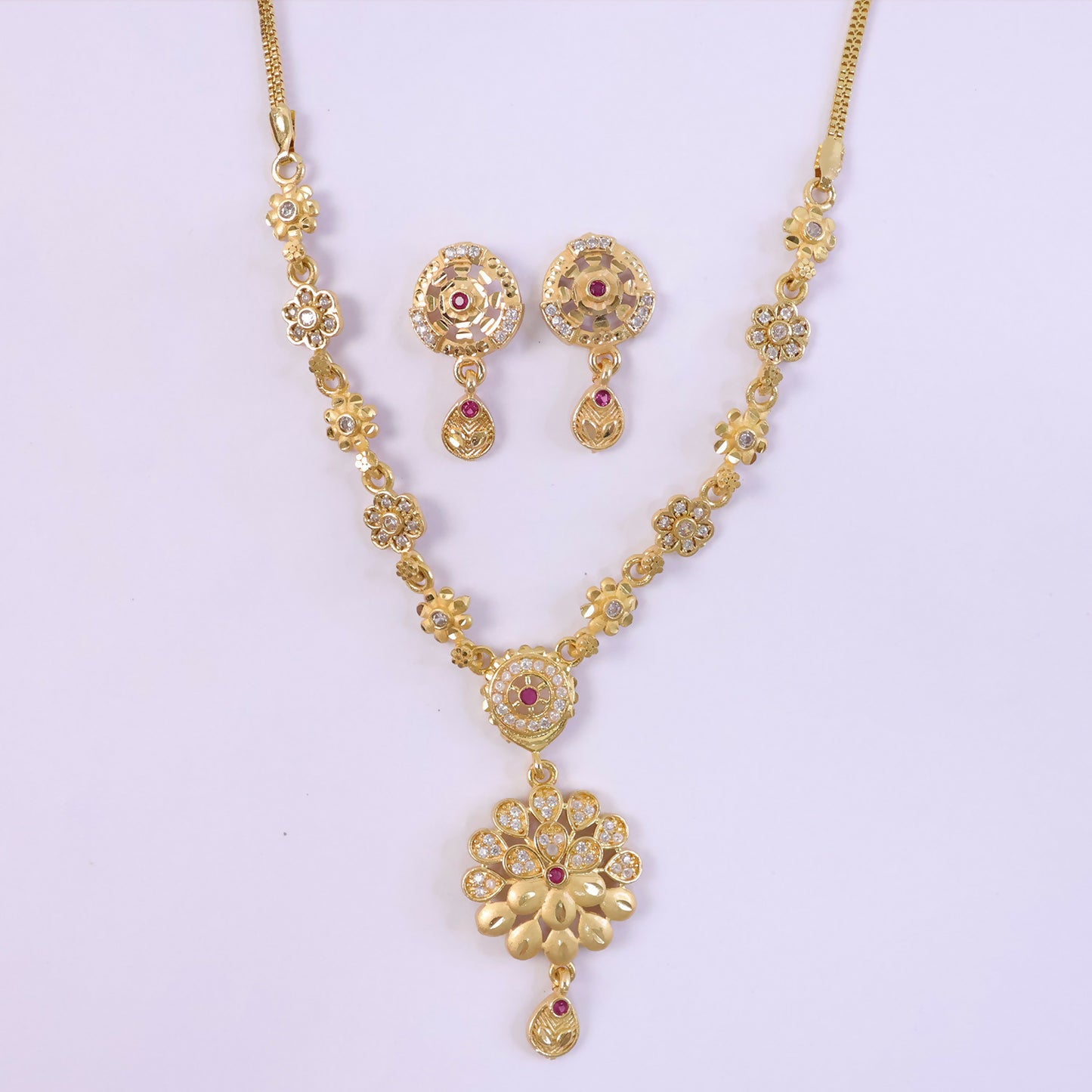 Beautifully crafted artificial necklace set featuring floral design and intricate detailing
