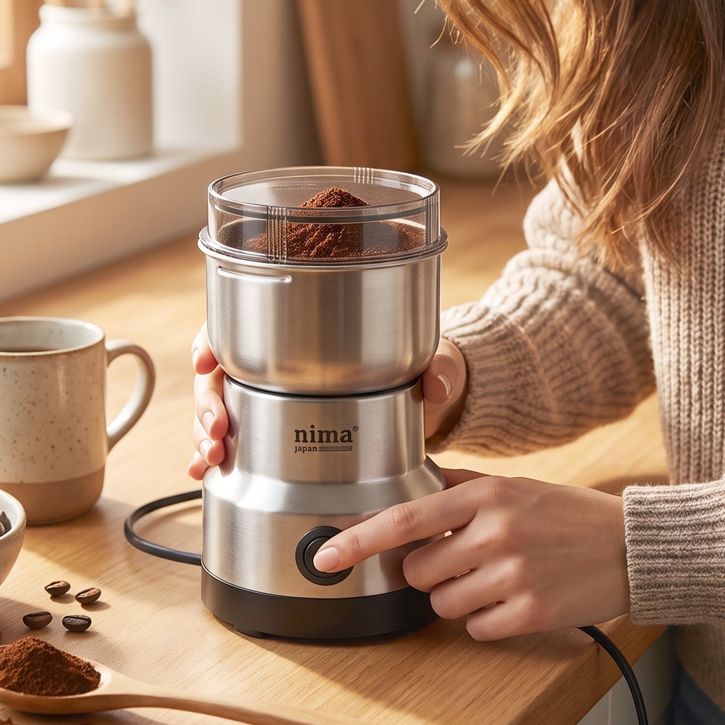 Mini Electric Grinder 150W Stainless Steel for Coffee Spice and Masala (1 Pc) view 3