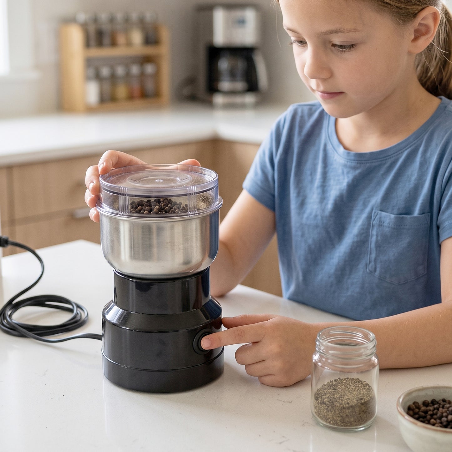 Electric Coffee Grinder Stainless Steel Blade Spice Grinder Machine (1 Pc)