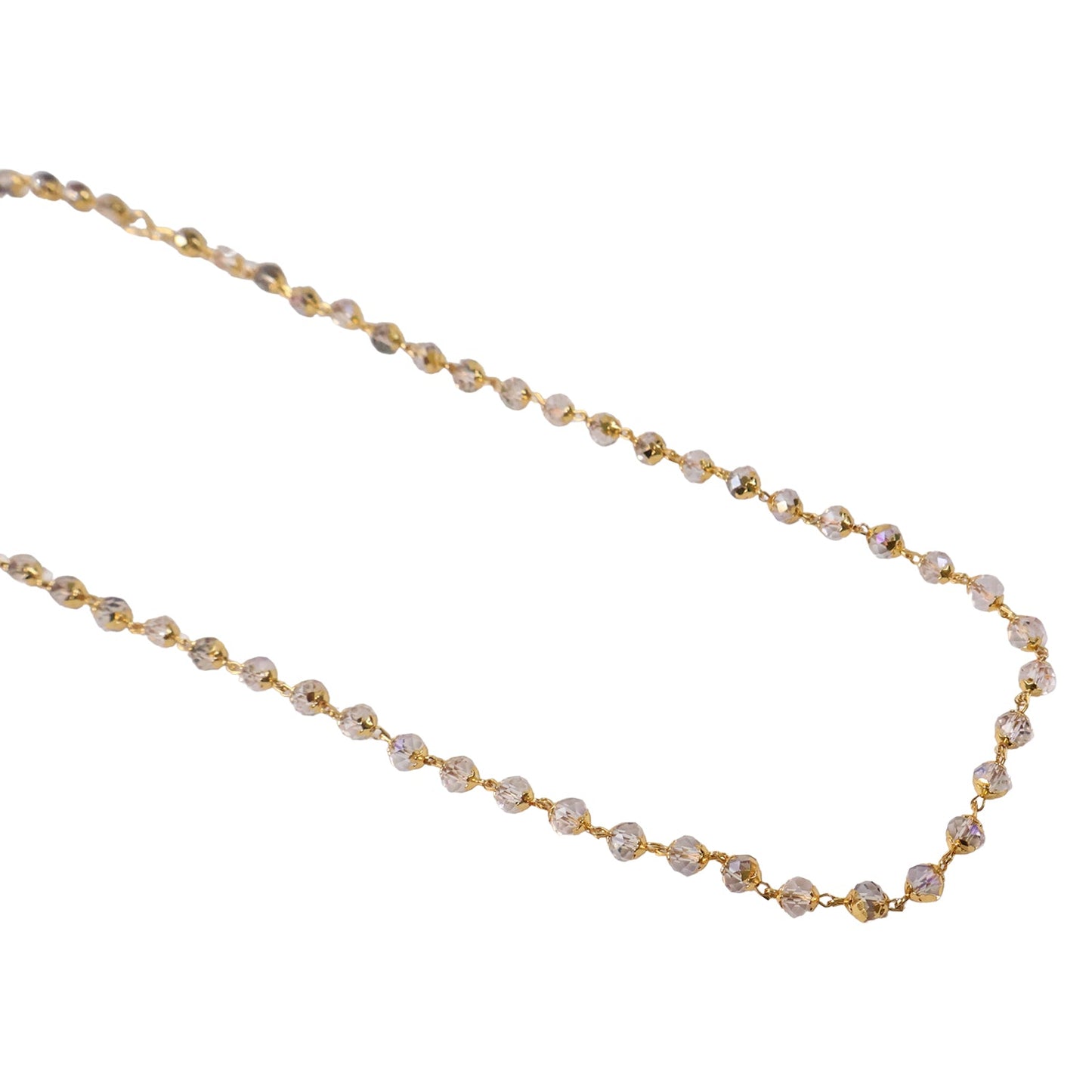 Gold-Tone Faceted Crystal Beaded Necklace – Lightweight Elegance