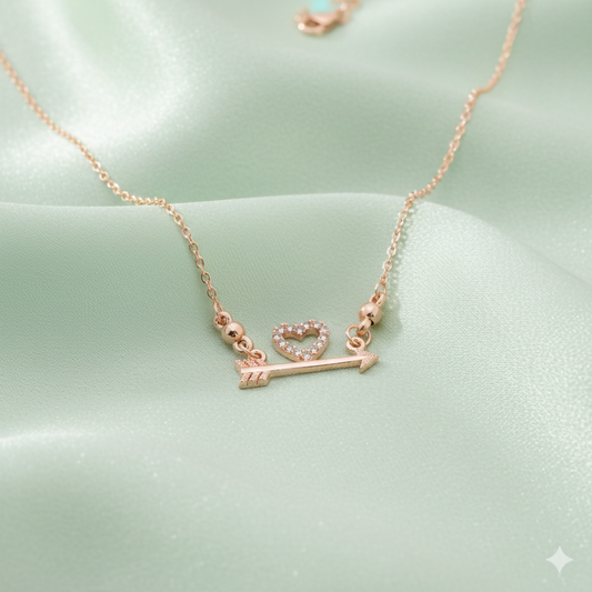 Rose Gold AD Heart Necklace For women and girls