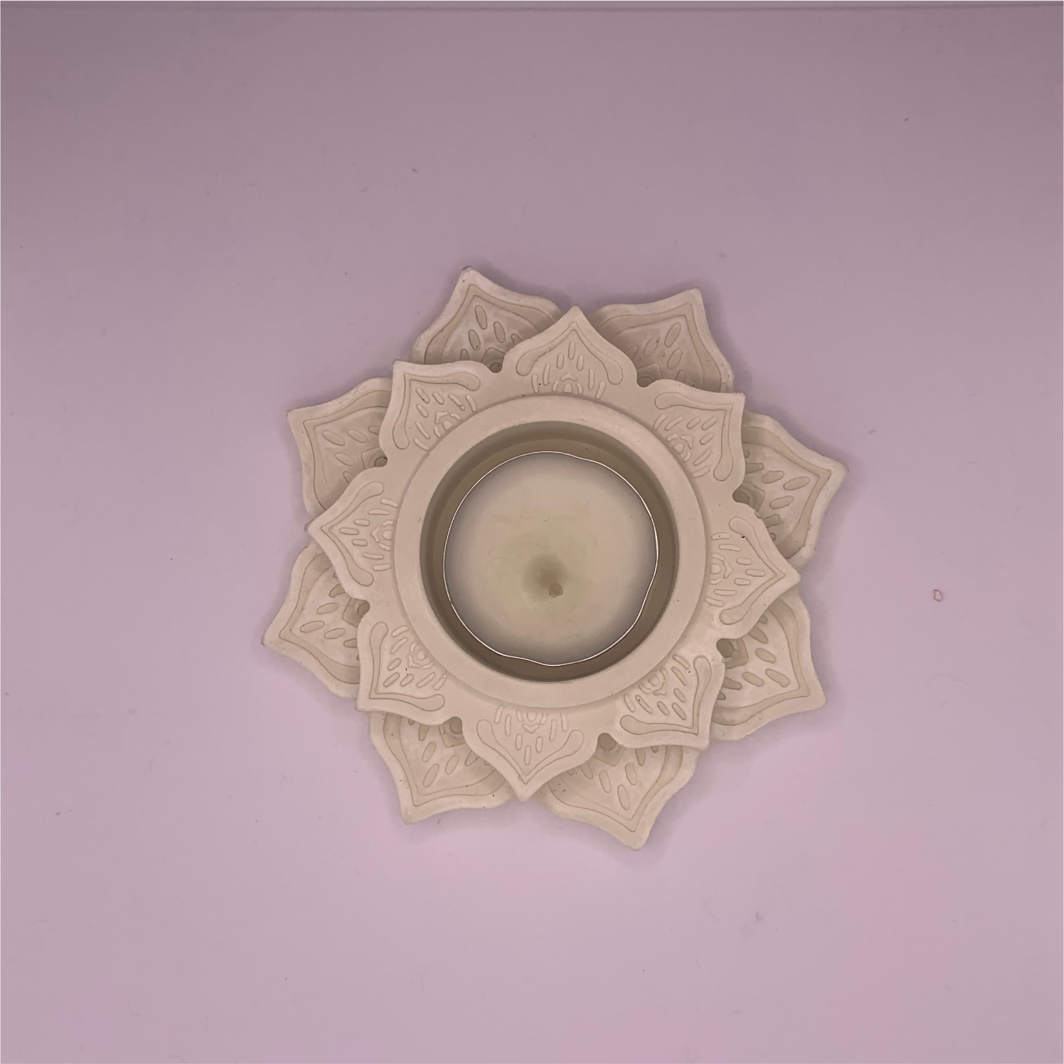 White Lotus Diya Ivory Candle
