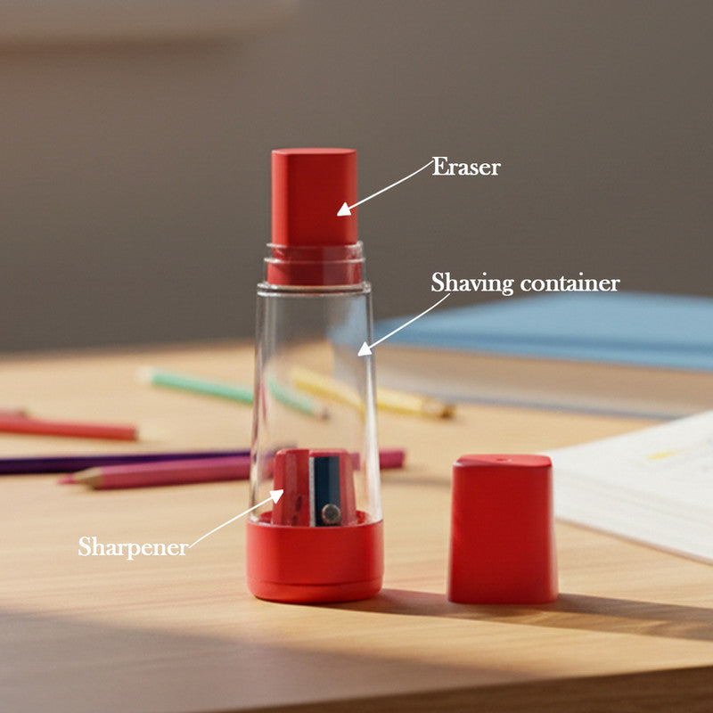 Camlin Twinz 2-in-1 Eraser & Sharpener Combo – Built-in Shavings Container