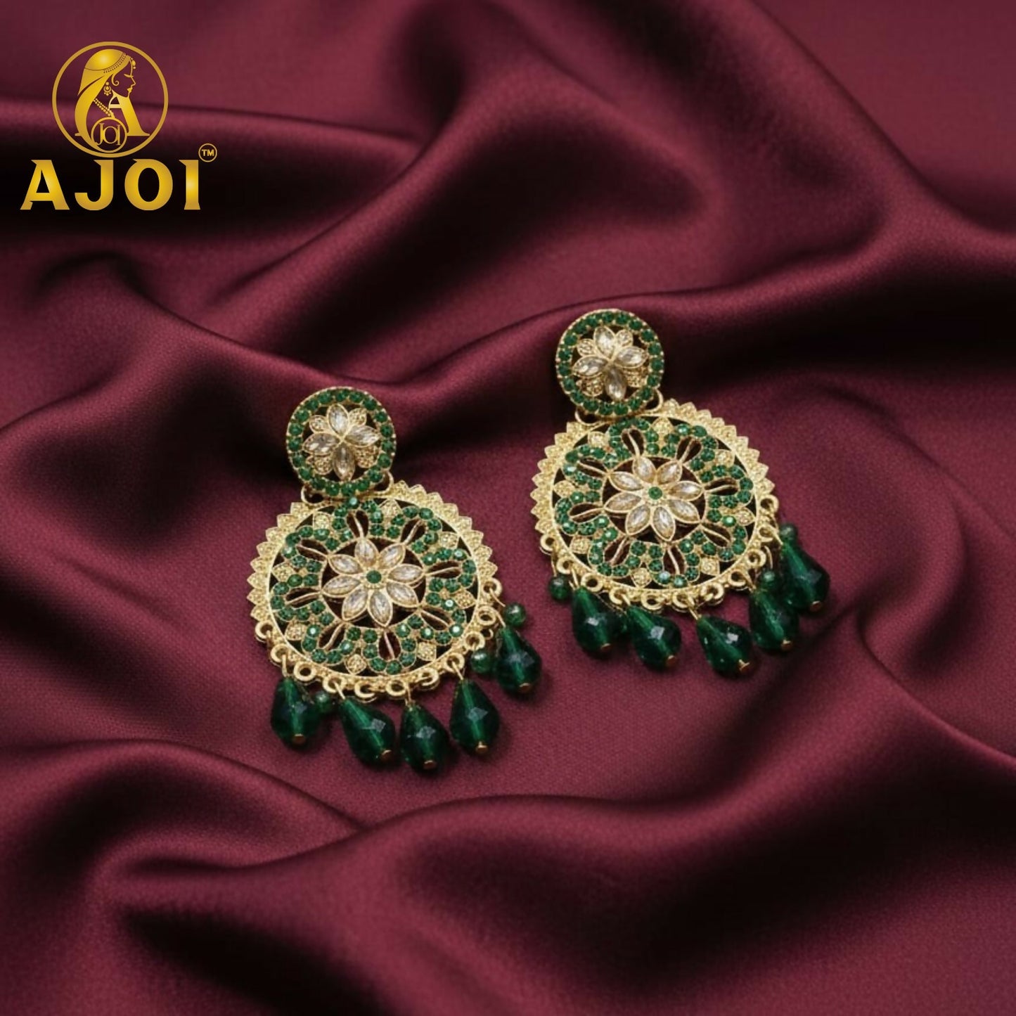 Green Floral Earrings