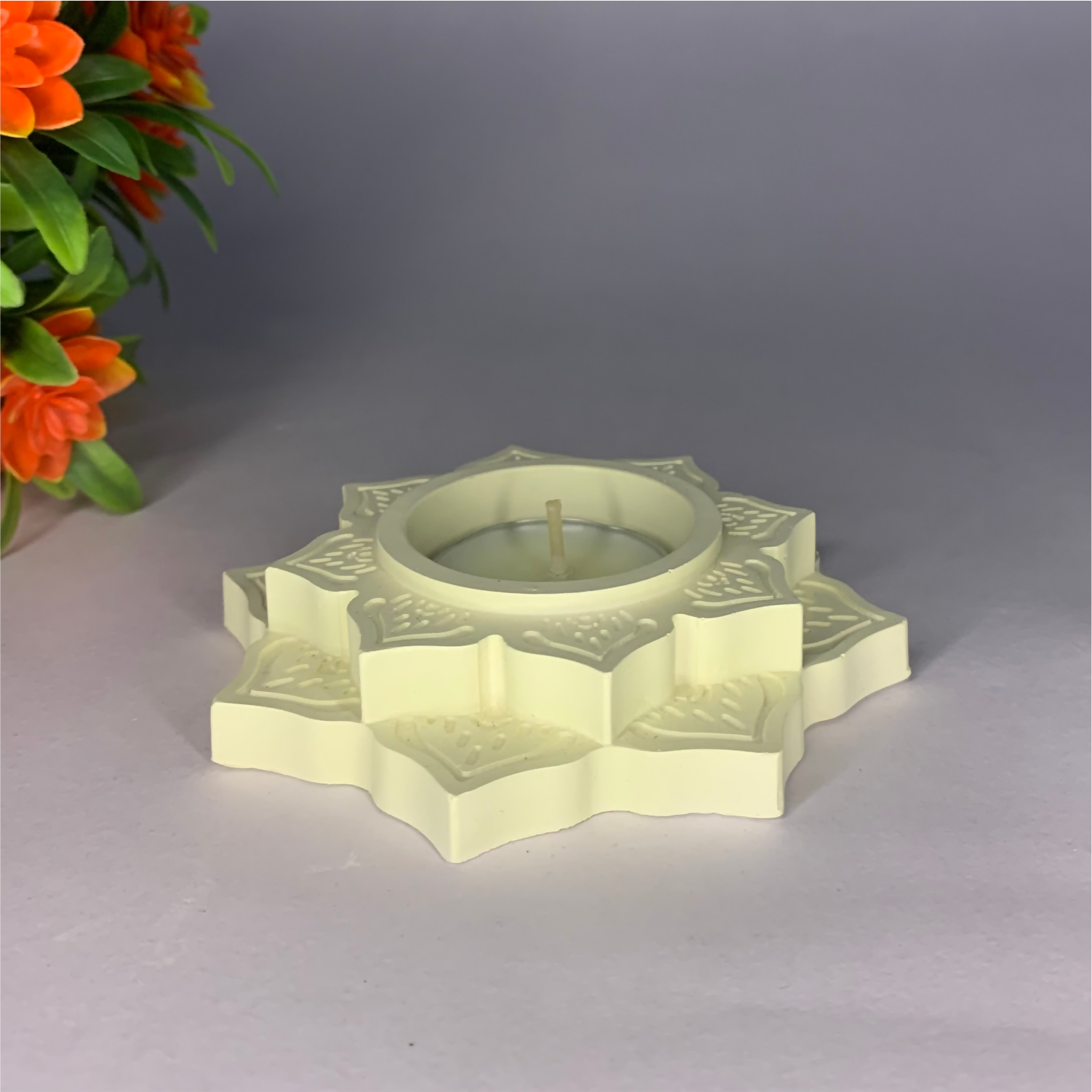 Lotus Diya ivory tealight candle Elegant Home Decor Handmade.