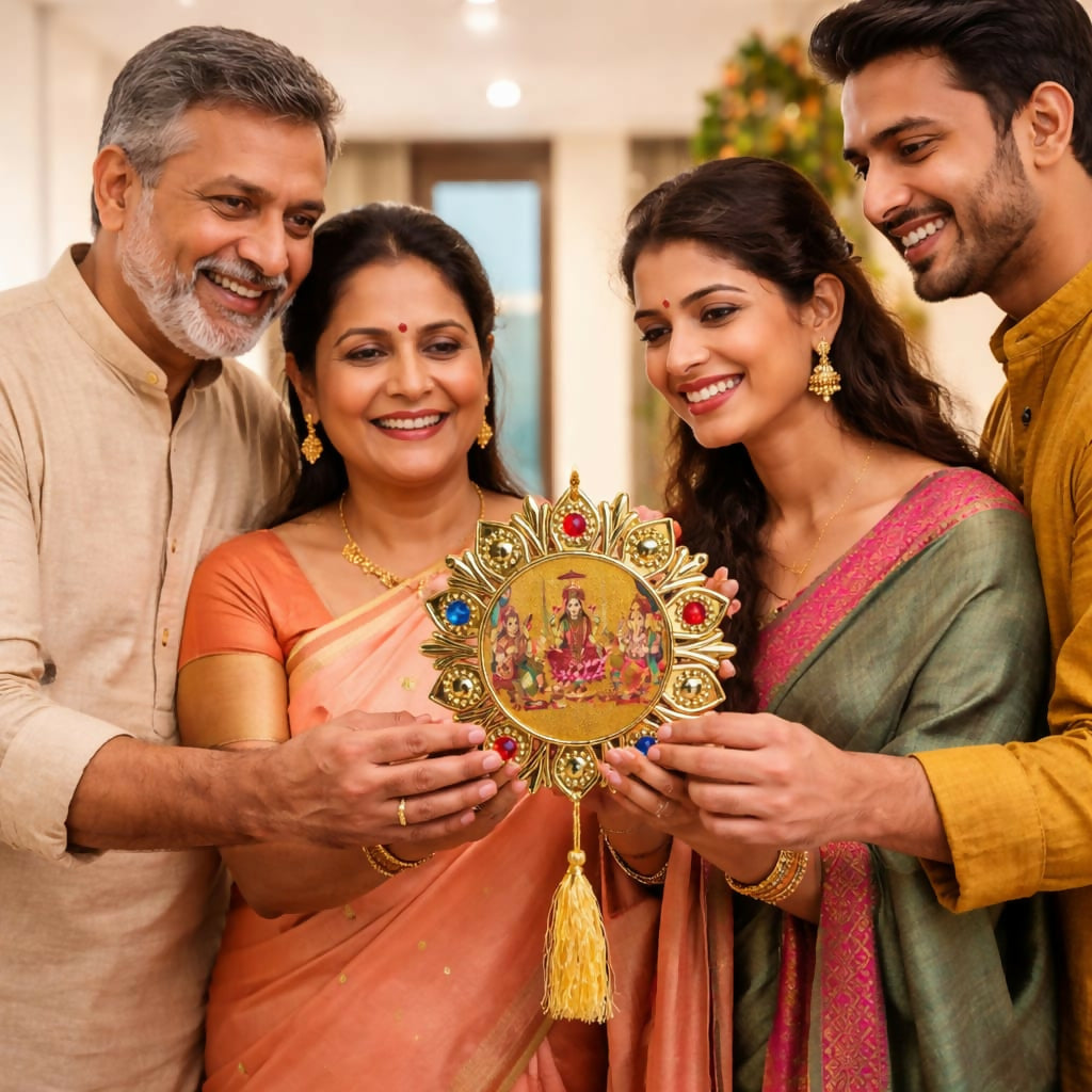 Golden Hindu God Wall Hanging Decor Laxmi Ganesh Saraswati Tassel Ornament for Home Door