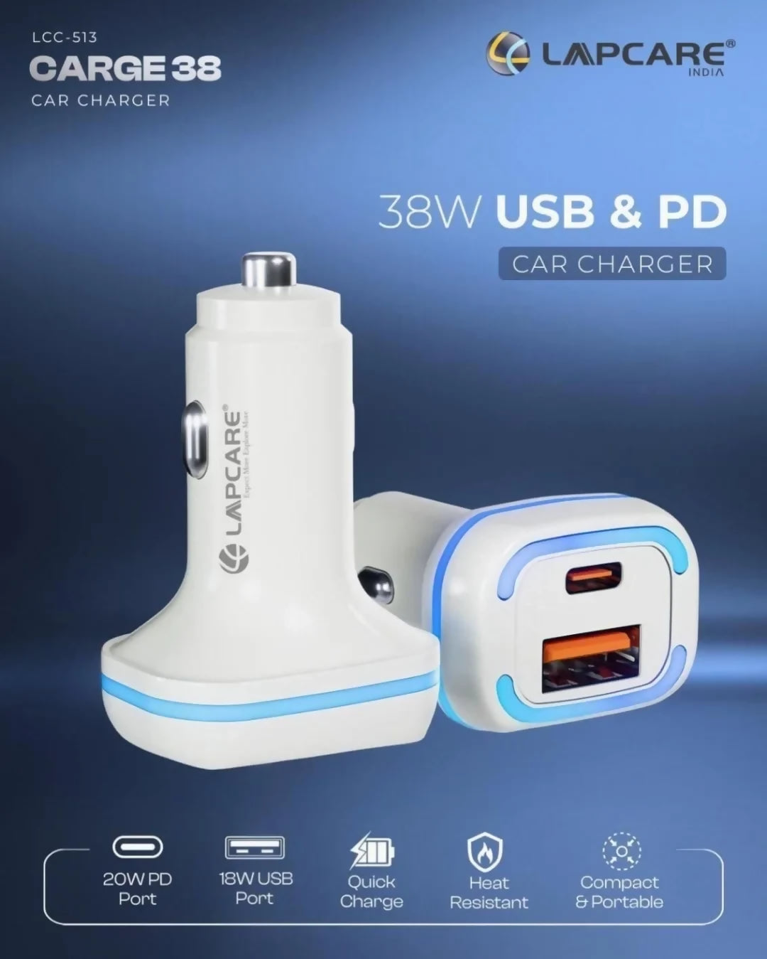 Dual Port 38w Phone Charger for Car