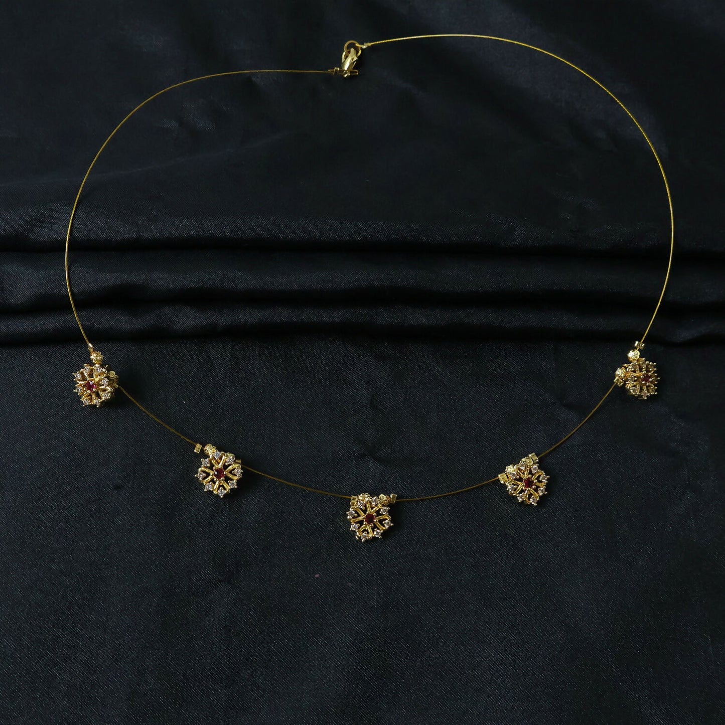 Elegant Ruby Floral Necklace Stylish Traditional Jewelry Necklace for Women