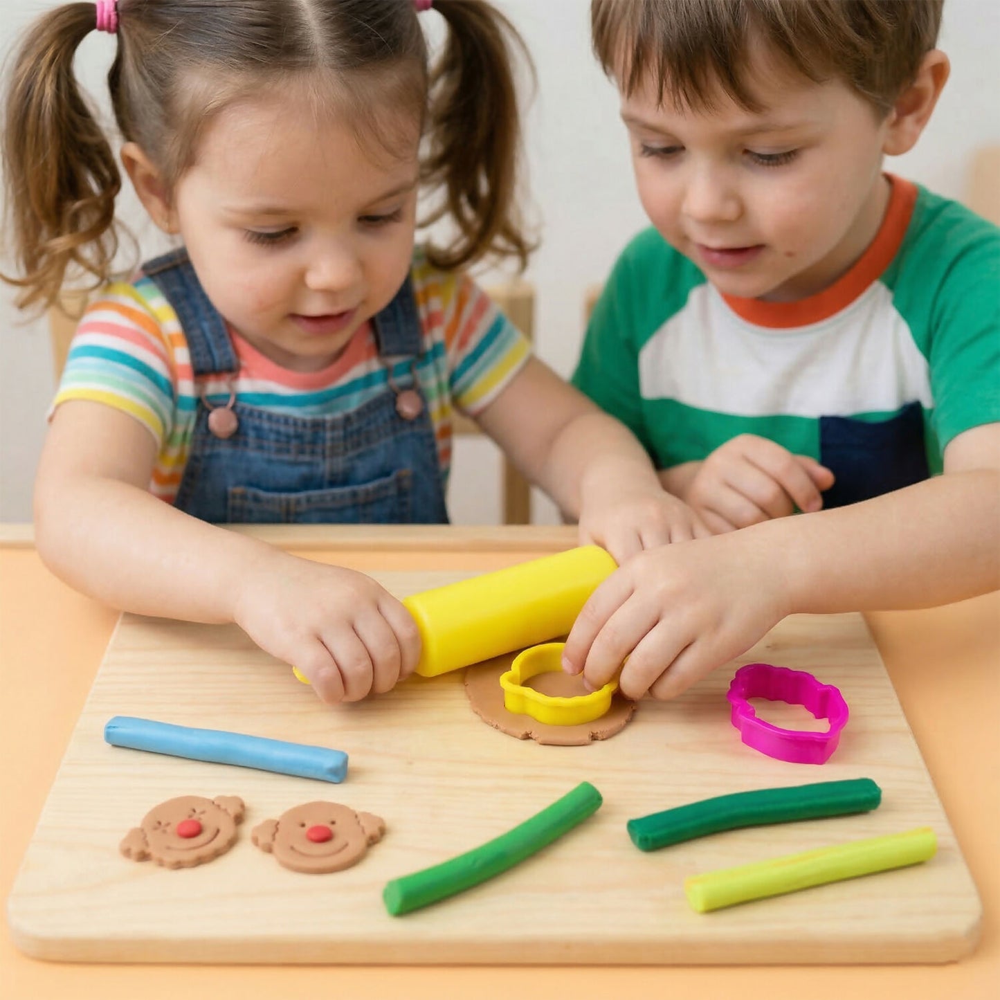 Nara 12 Color Modelling Clay Set with Roller & Cutters Creative Play Dough Kit for Kids (100 Gm)