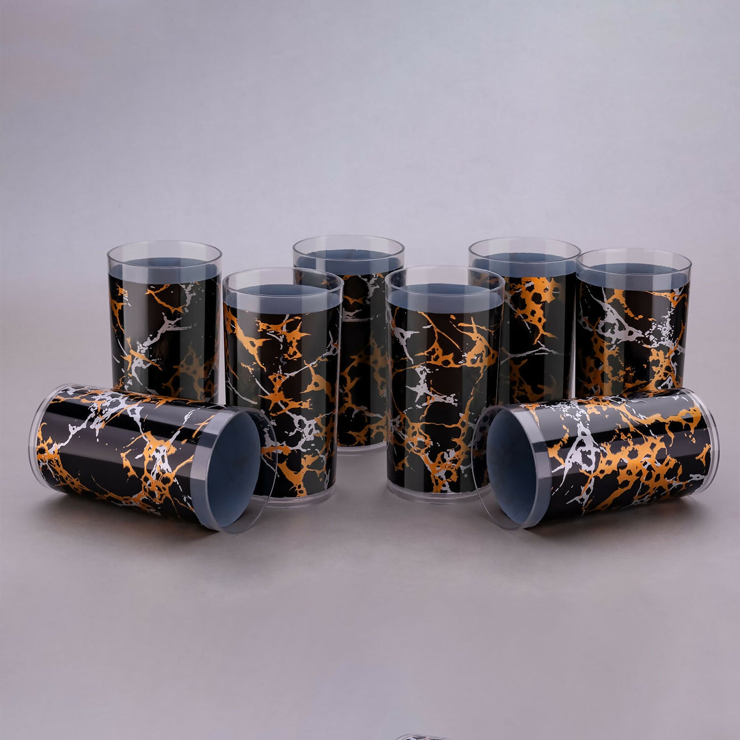 Black Printed Unbreakable glass (pack of 6 )