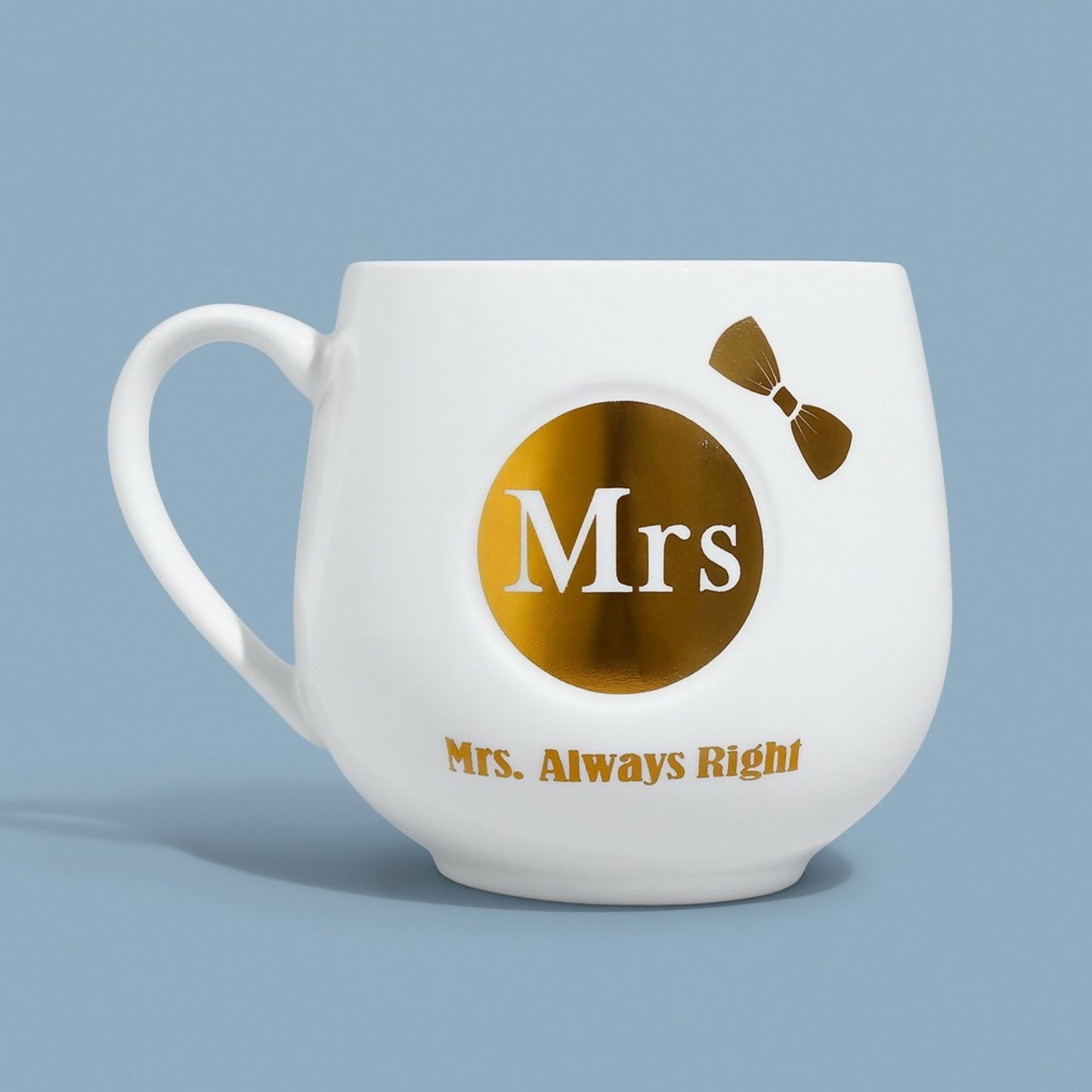 Premium Ceramic Coffee Mug for Women | Mrs. Always Right Printed Cup with Golden Foil Design | Stylish Gift Mug for Wife, Girlfriend, Sister | Durable Glossy Finish | Tea & Coffee Mug for Home & Office (White – Mrs Edition)