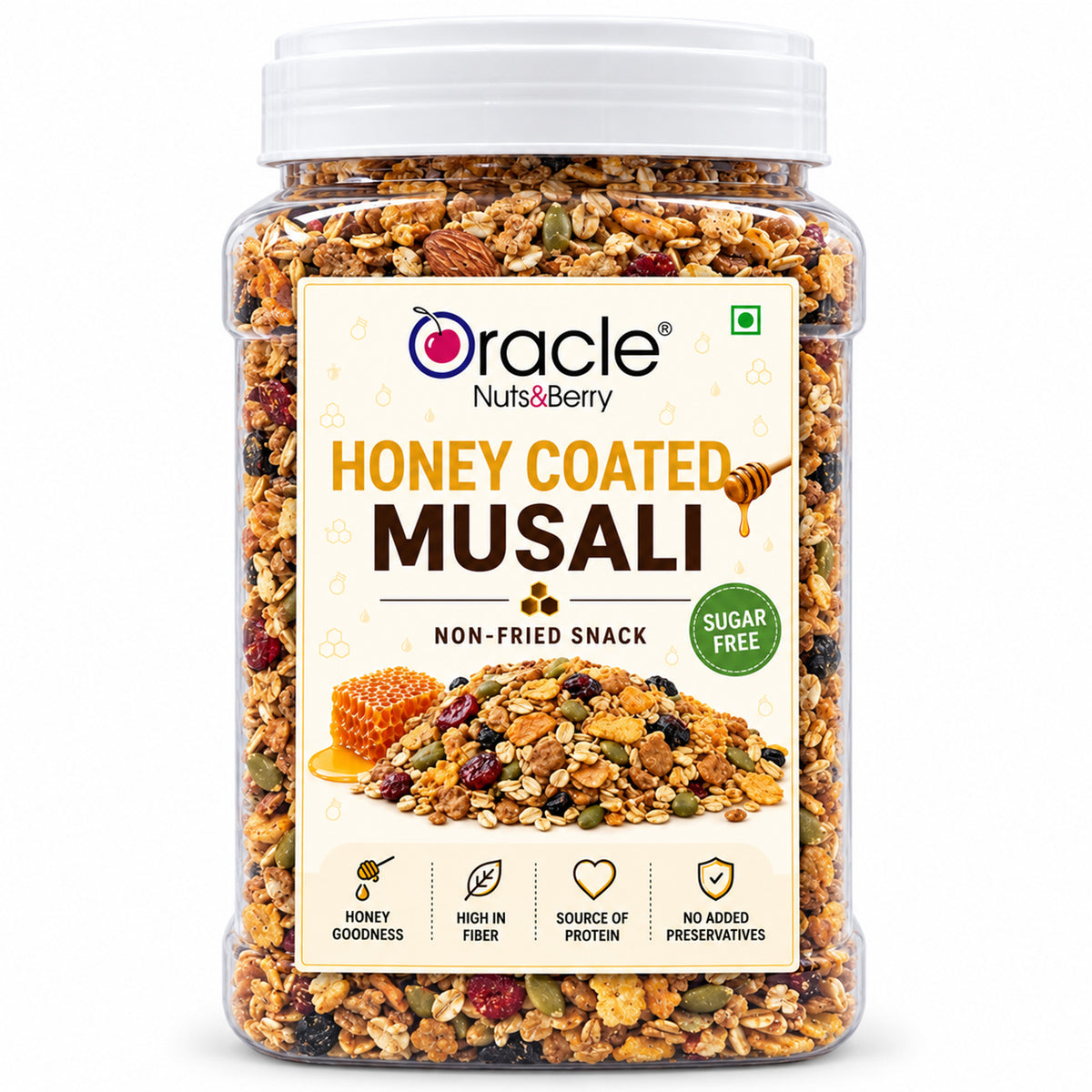 Honey Coated Fruit and Nut Muesli Premium Crunchy Rich Healthy Breakfast Bowl (450g)