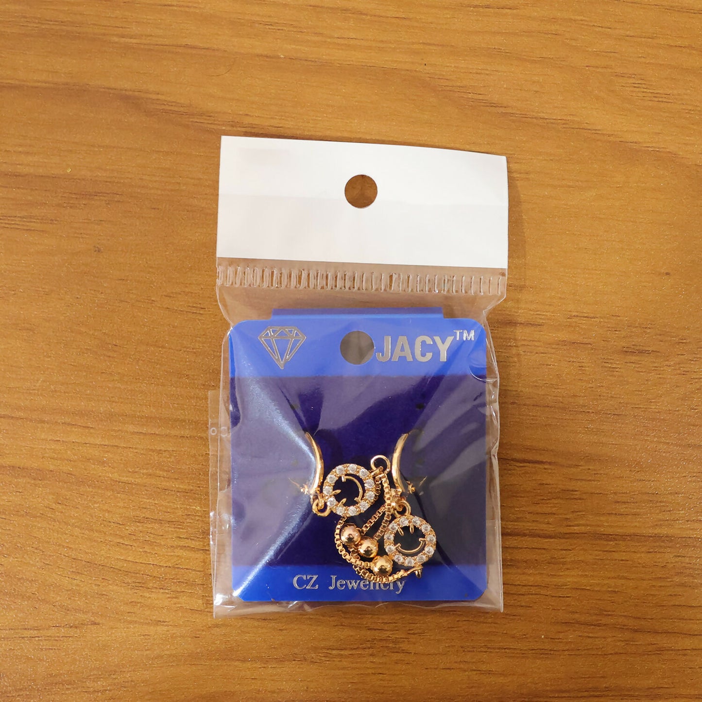 Gold-Tone Smiley Crystal Circle Tassel Drop Earrings for Women