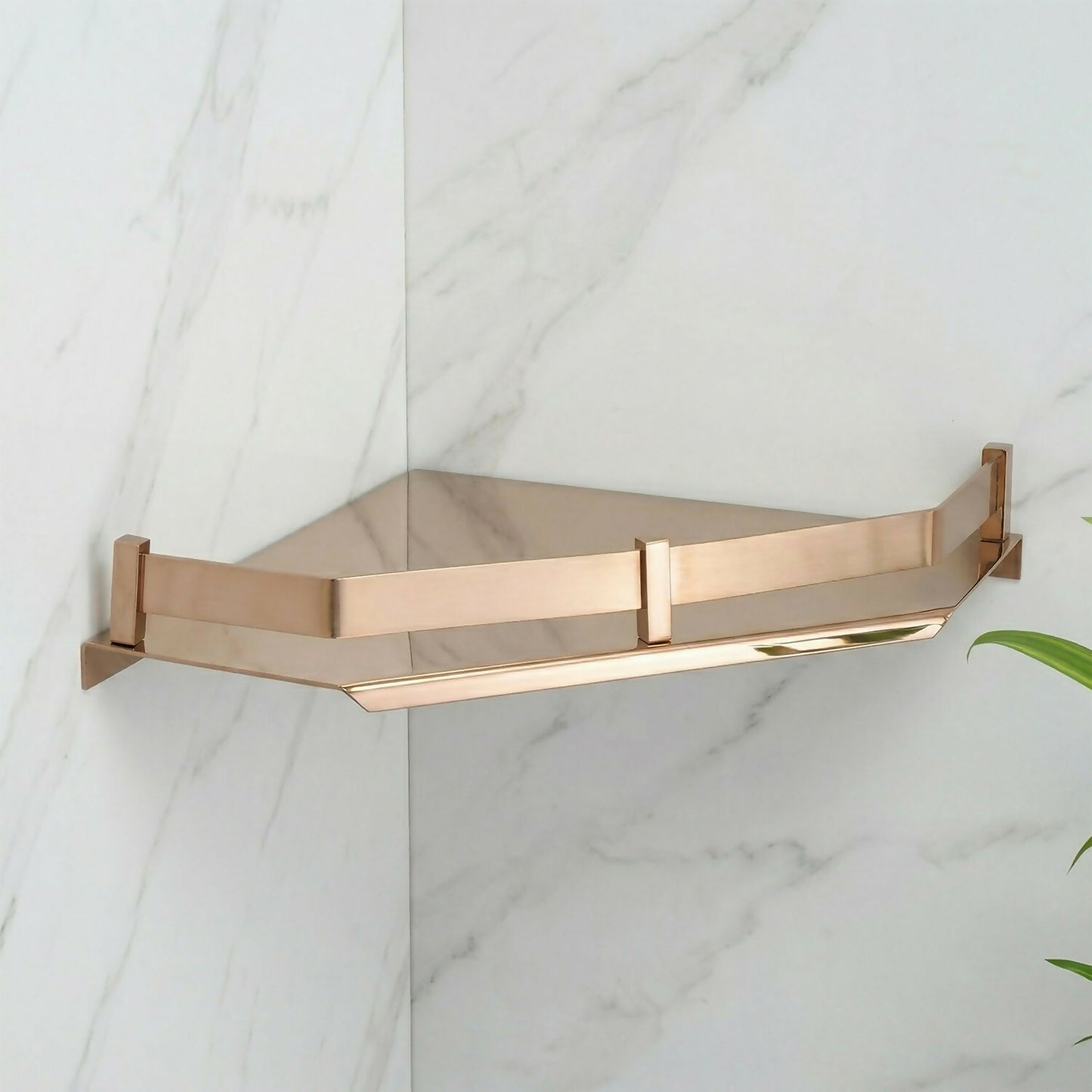 Premium Stainless Steel Wall Mounted Corner Shelf 9x9 Bathroom Organizer Rack