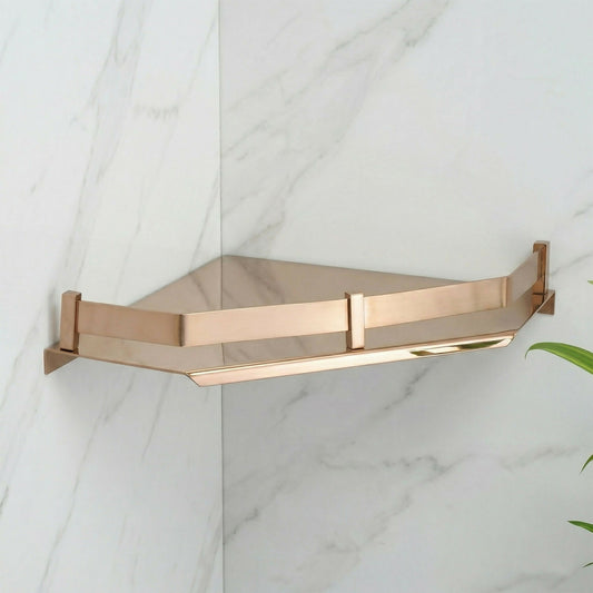 Premium Stainless Steel Wall Mounted Corner Shelf 9x9 Bathroom Organizer Rack