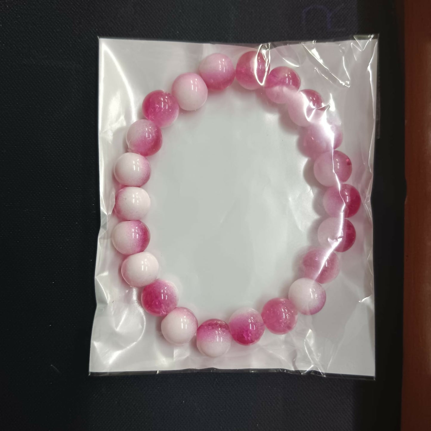 Dual-Tone Pink Beaded Stretch Bracelet
