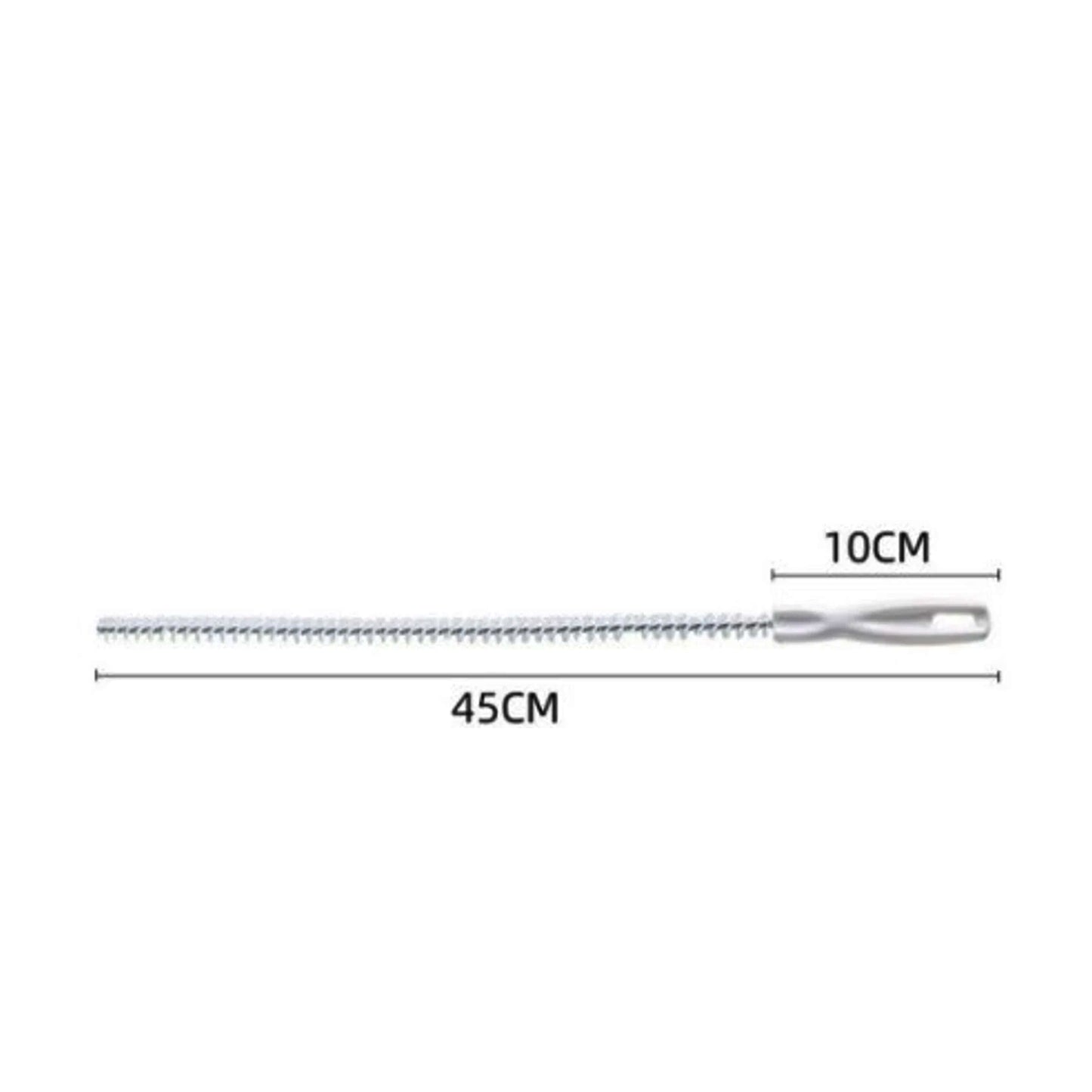 Size comparison chart for flexible drain cleaning brush