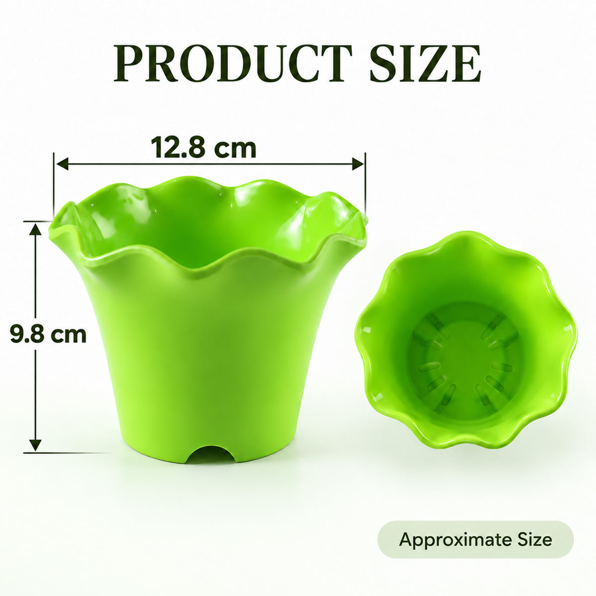 Decorative Plastic Flower Pot Planter with Wavy Rim for Home Garden (1 Pc)