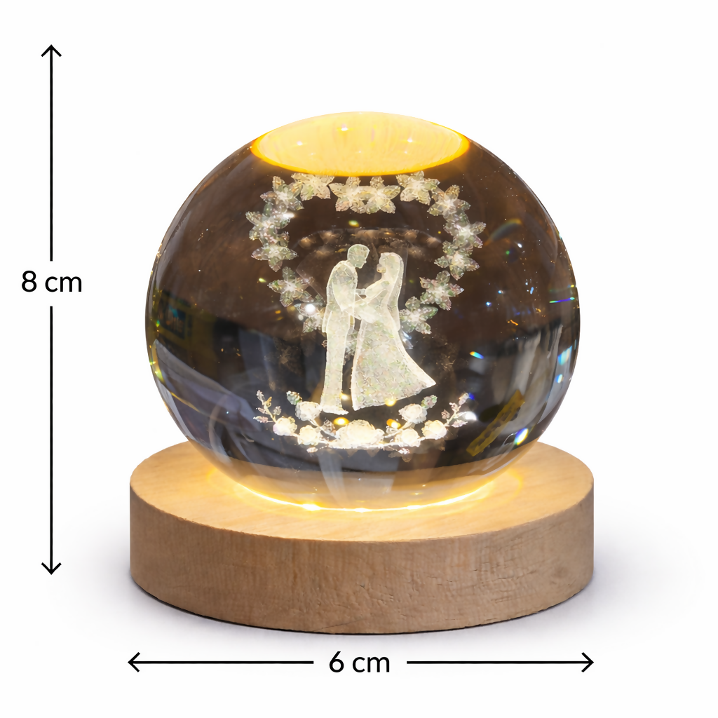 Crystal Ball LED Night Lamp | Romantic Couple Design | Warm Light Decor