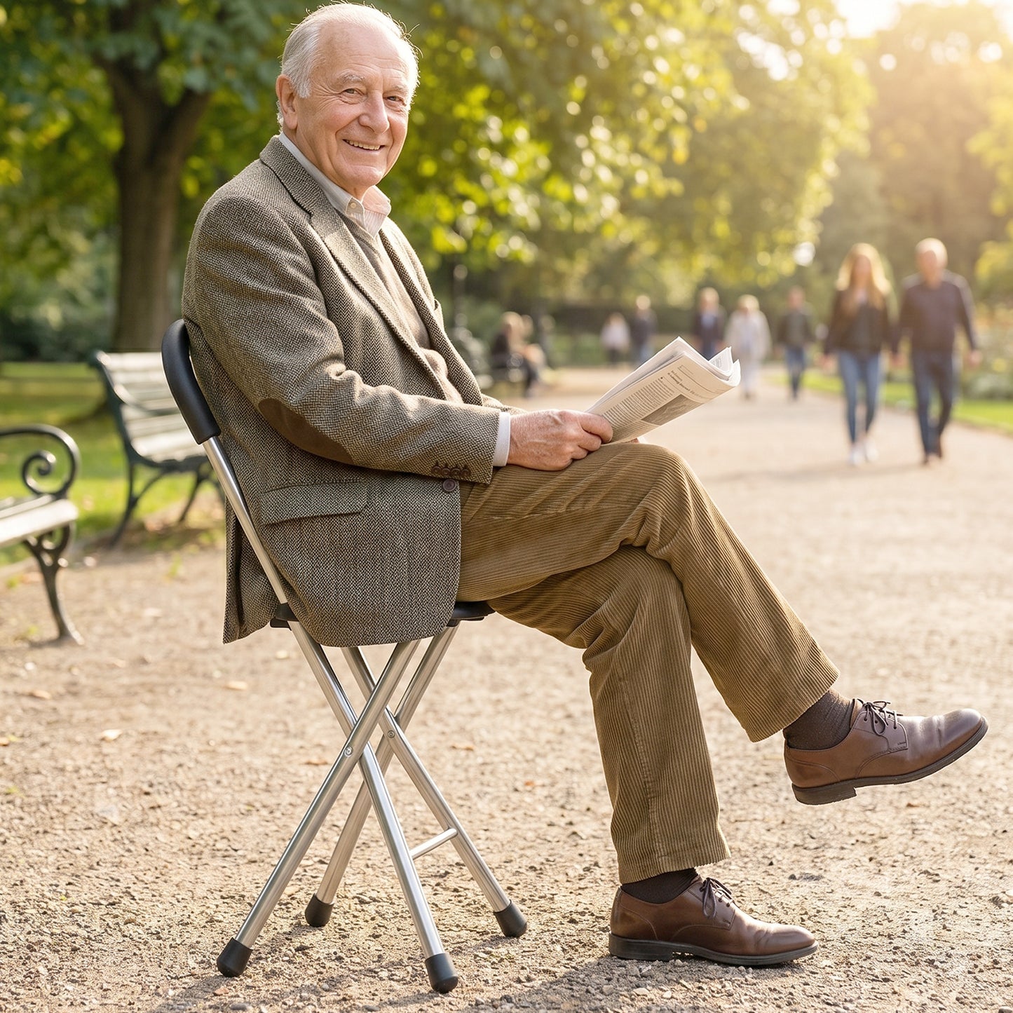 Folding Walking Stick with Seat 3 Leg Cane Stool Chair Support Stand (1 Pc)