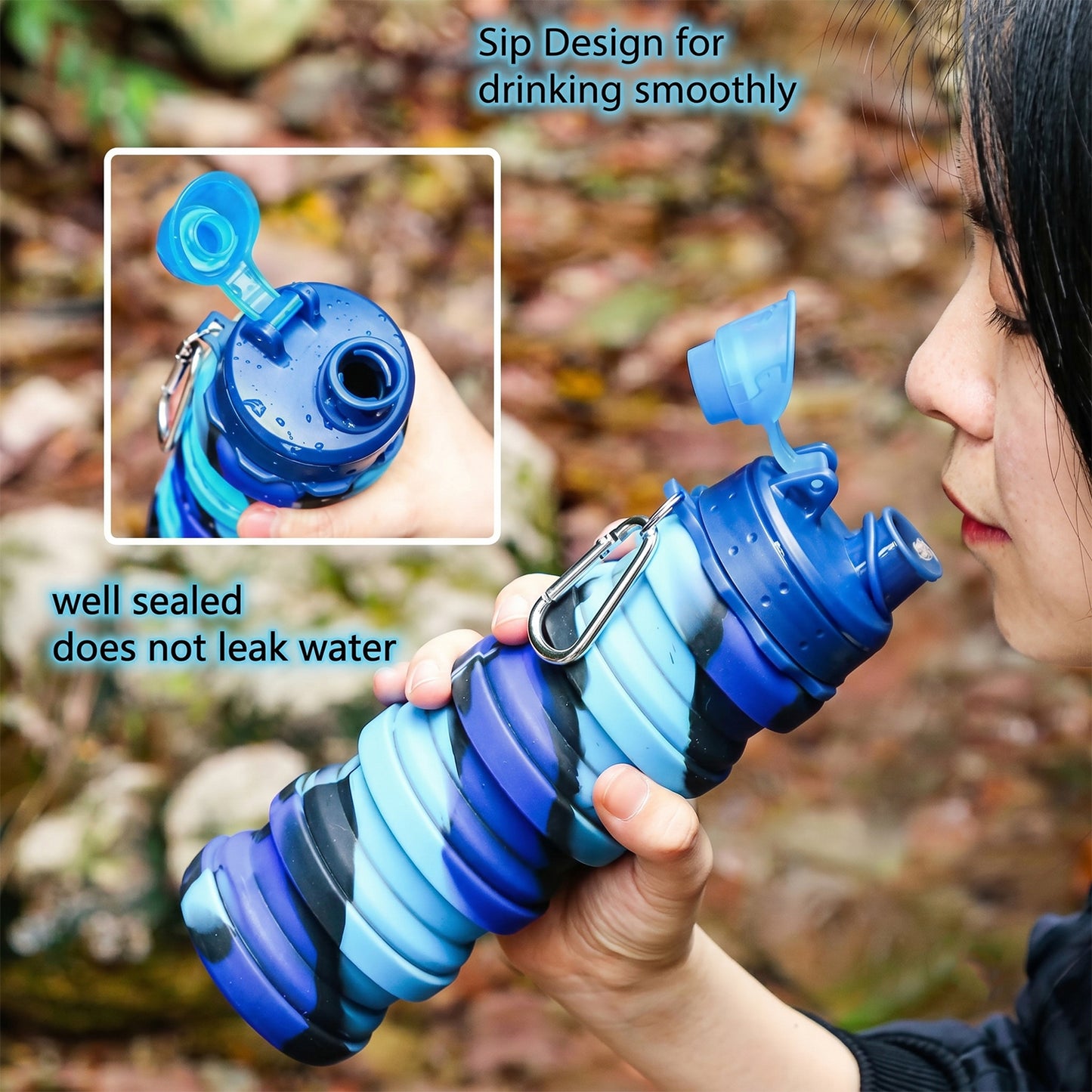Colorful Collapsible Silicone Water Bottle – 500ml Travel-Friendly