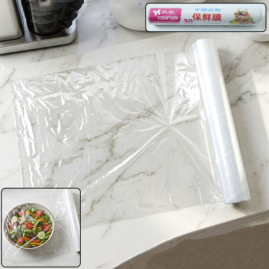 Transparent food grade cling wrap roll for kitchen storage