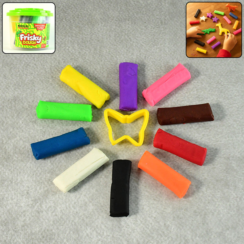 Khyati Frisky Dough Bucket – 10 Colour Modelling Clay Set with Shape Cutter