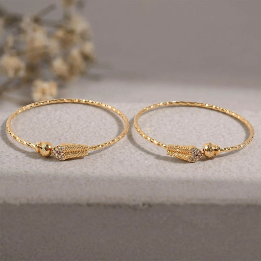 Gold Plated Leaf Design Openable Bracelet Pair