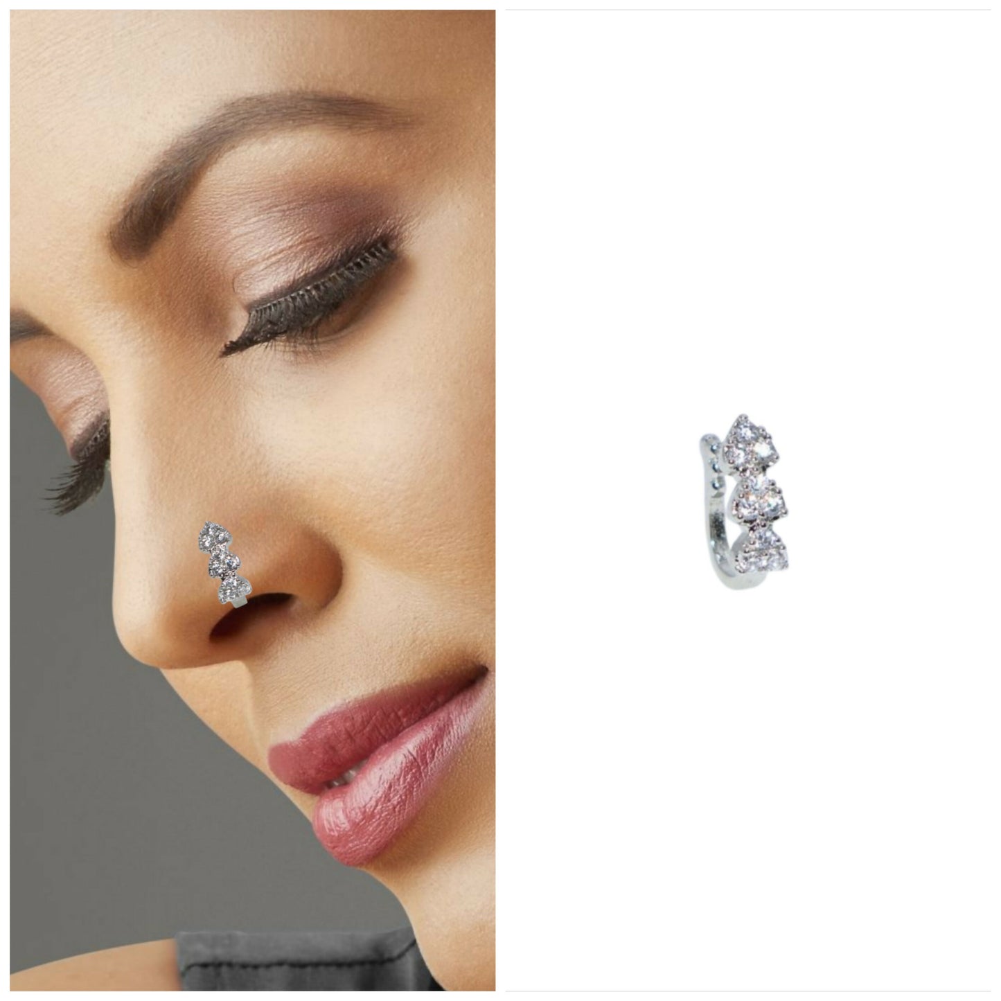 Triple Cluster AD No Piercing Nose Ring Nath