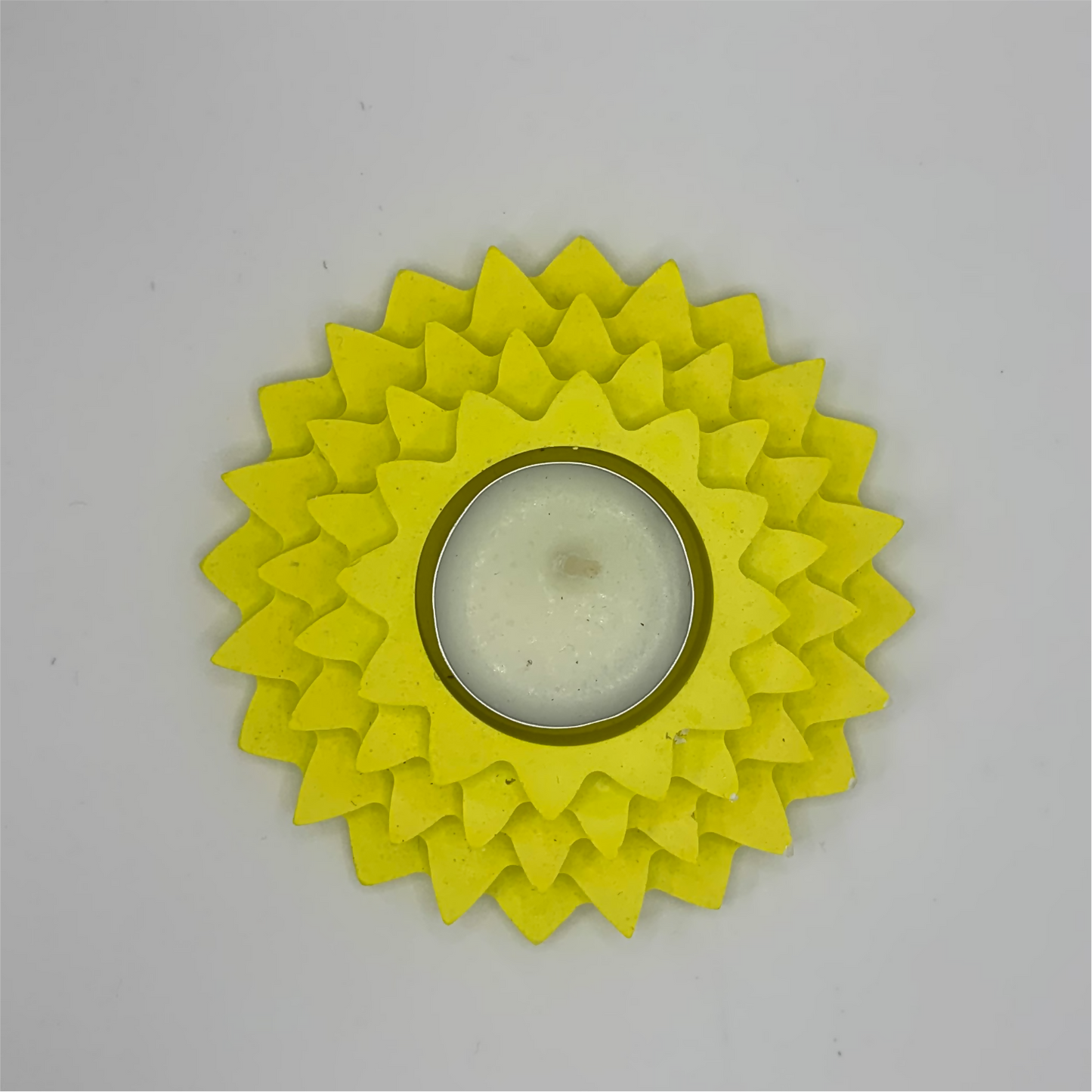 Flower 5-Layer Diya yellow tealight candle Elegant Home Decor Handmade.