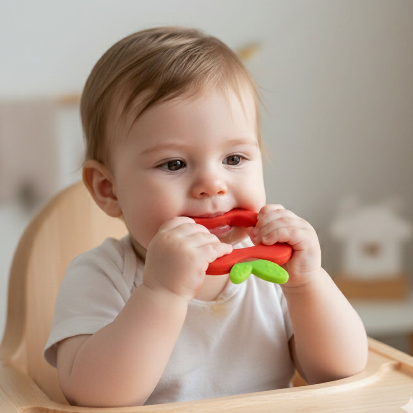Apple shaped silicone baby teether