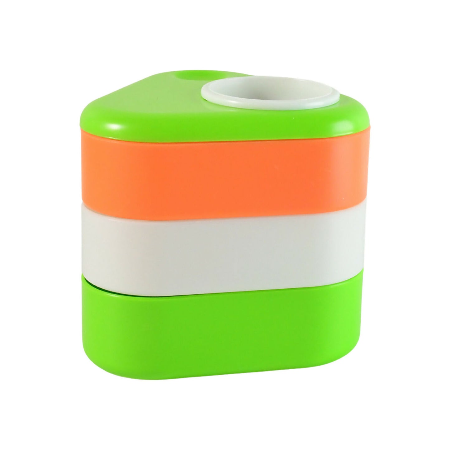 Khyati Tricolour Triangle Pen Stand – Multi-Layer Rotating Desk Organizer with Sliding Compartments