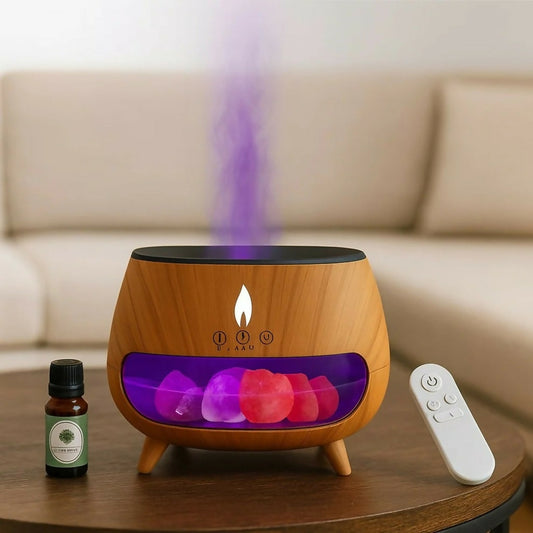 Flame effect aroma diffuser with colorful LED light