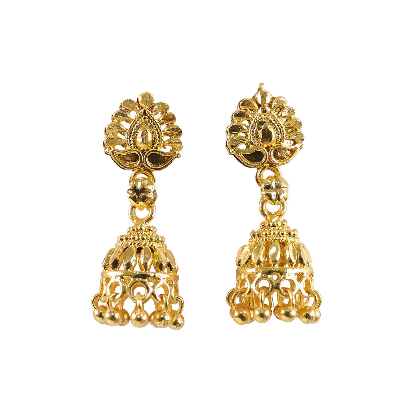Traditional Gold Plated Jhumka Earrings for Women – Elegant Ethnic Drop Jewelry