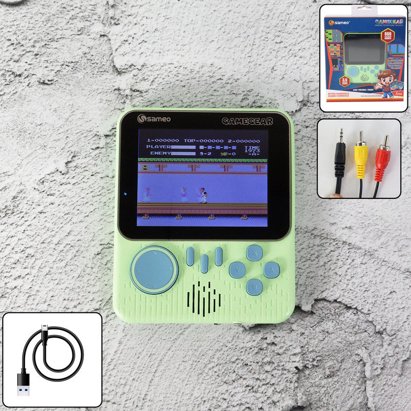 Sameo GameGear Retro Handheld Console with 666 Built-in Games – Portable Wide-Screen Gaming Device with TV Output and Rechargeable Battery