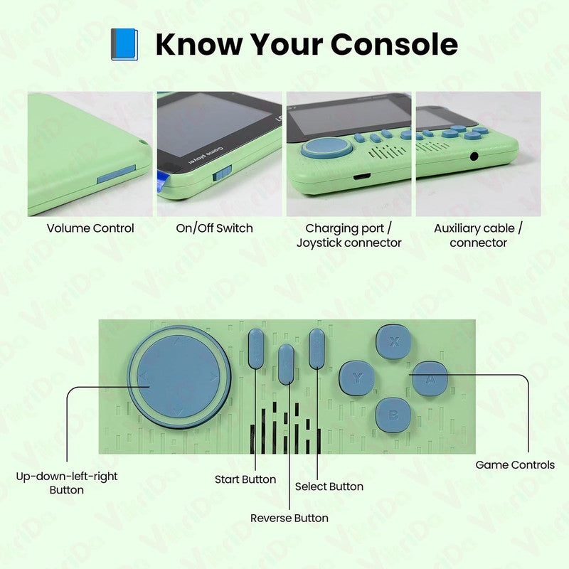 Sameo GameGear Retro Handheld Console with 666 Built-in Games – Portable Wide-Screen Gaming Device with TV Output and Rechargeable Battery