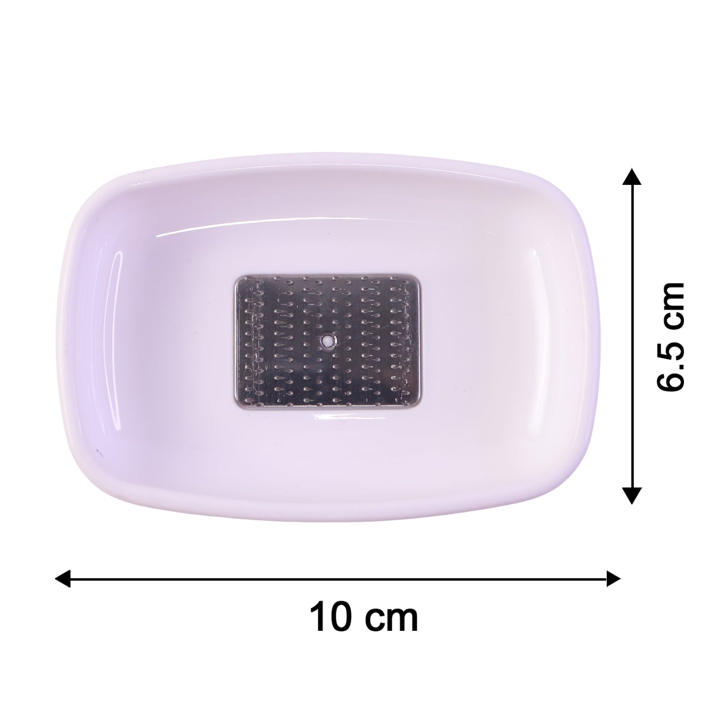 Size comparison image of garlic ginger grater plate with other kitchen tools