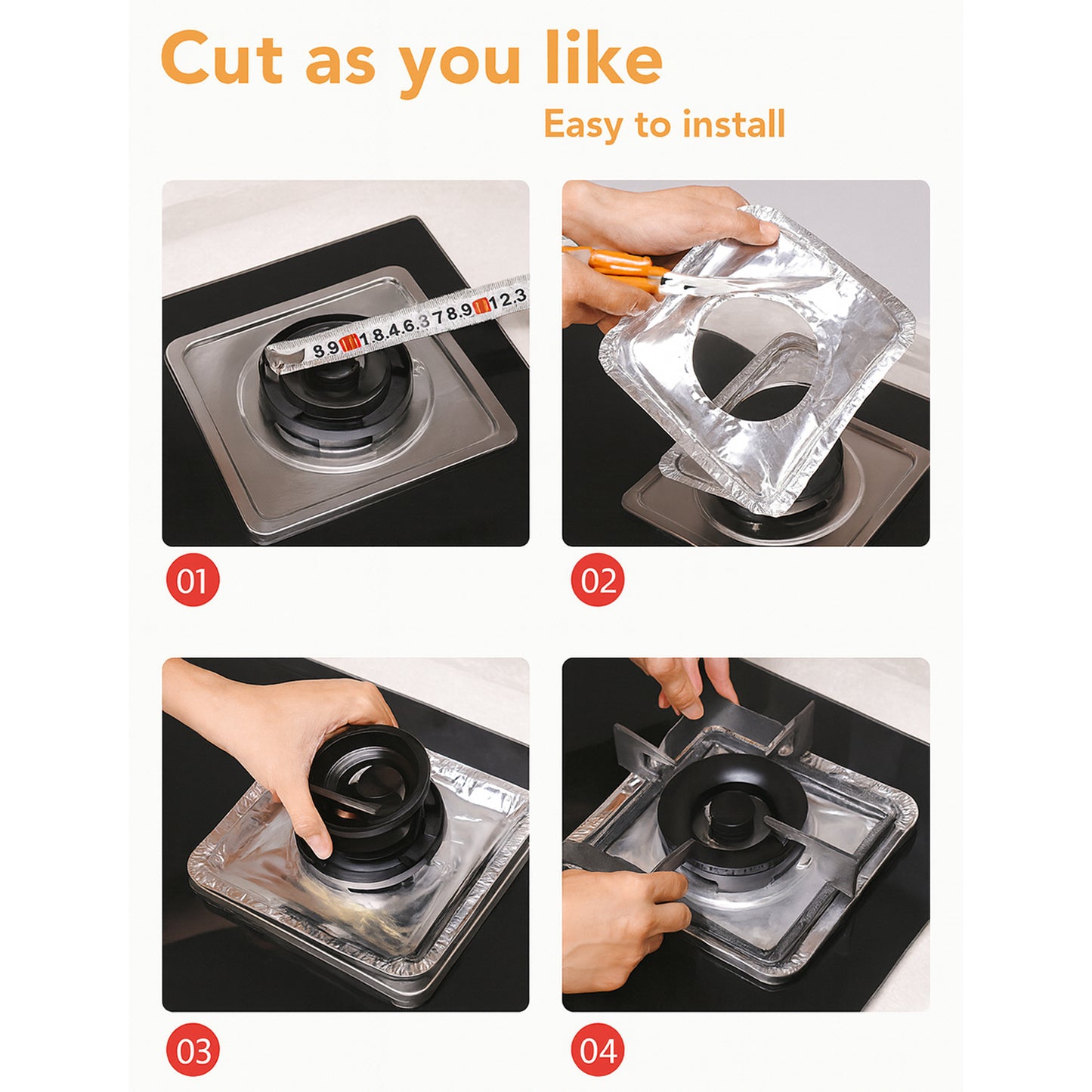 Aluminum Gas Stove Burner Protector Covers (10 Pc / 23x23 cm)