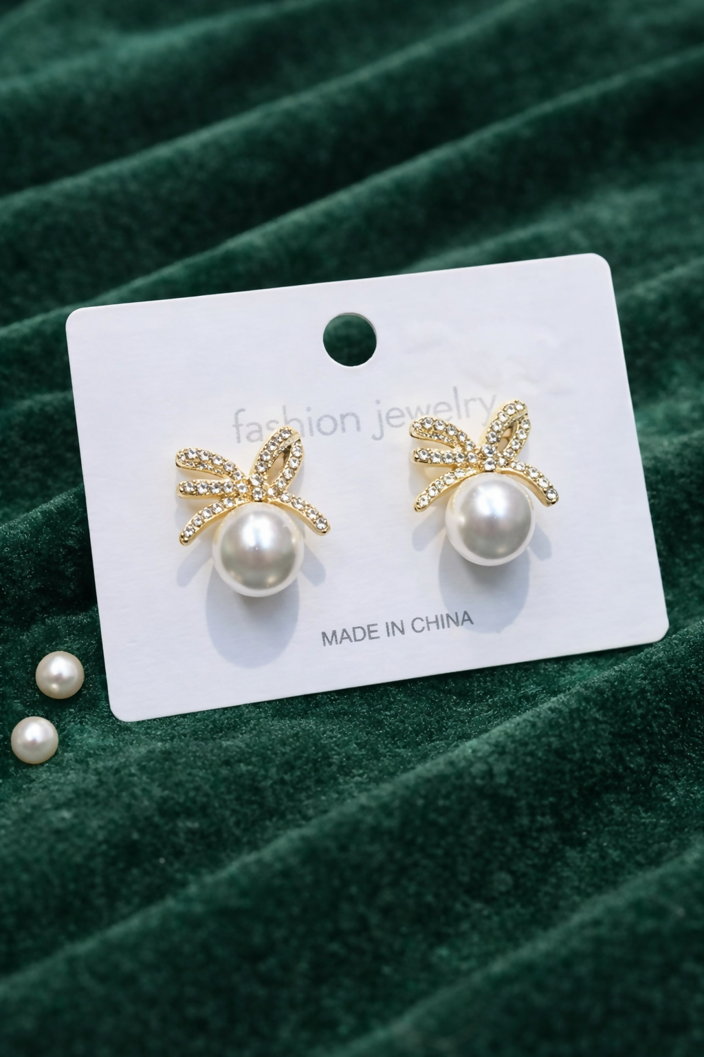 Elegant Pearl Bow Stud Earrings for Women And Girls