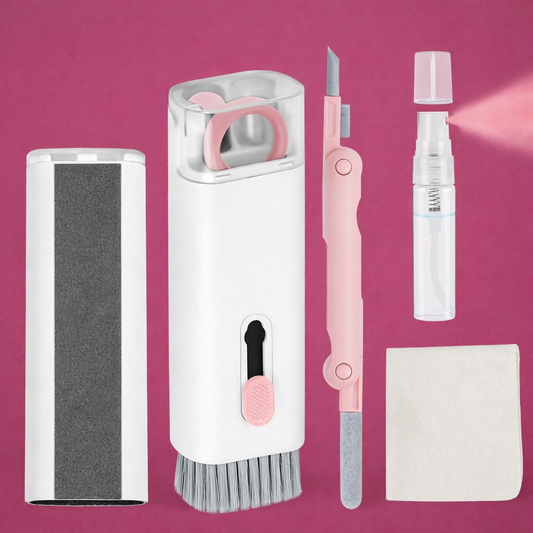 7-in-1 Keyboard & Earbuds Cleaning Kit with Brush Spray Tools – Pink