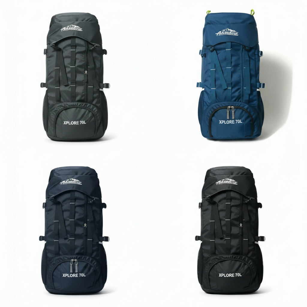 Xplore 70L Adventure Trekking Backpack – Heavy-Duty Hiking Rucksack with Multiple Straps, Large Capacity for Camping, Travel & Outdoor Gear