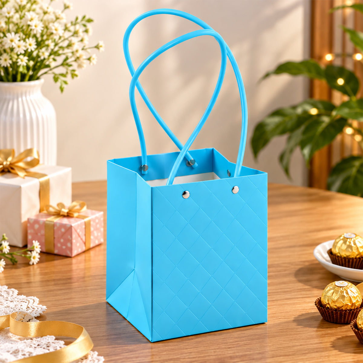 Foldable Gift Bag with Handle for Flowers, Hampers and Return Gifts (1 Pc)