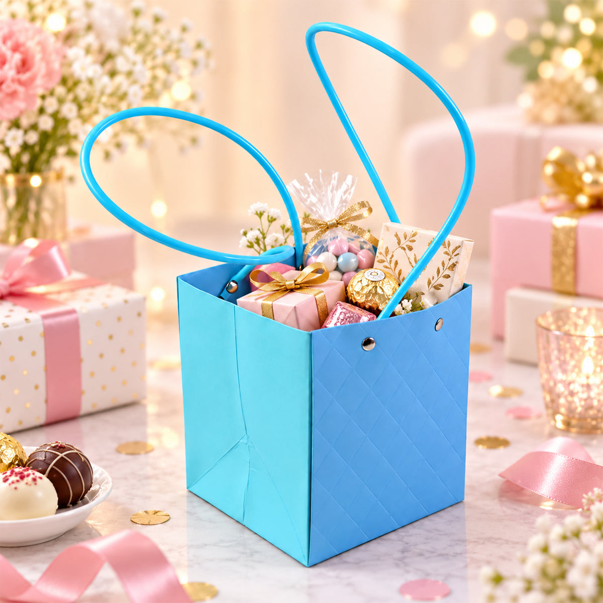 Foldable Gift Bag with Handle for Flowers, Hampers and Return Gifts (1 Pc)