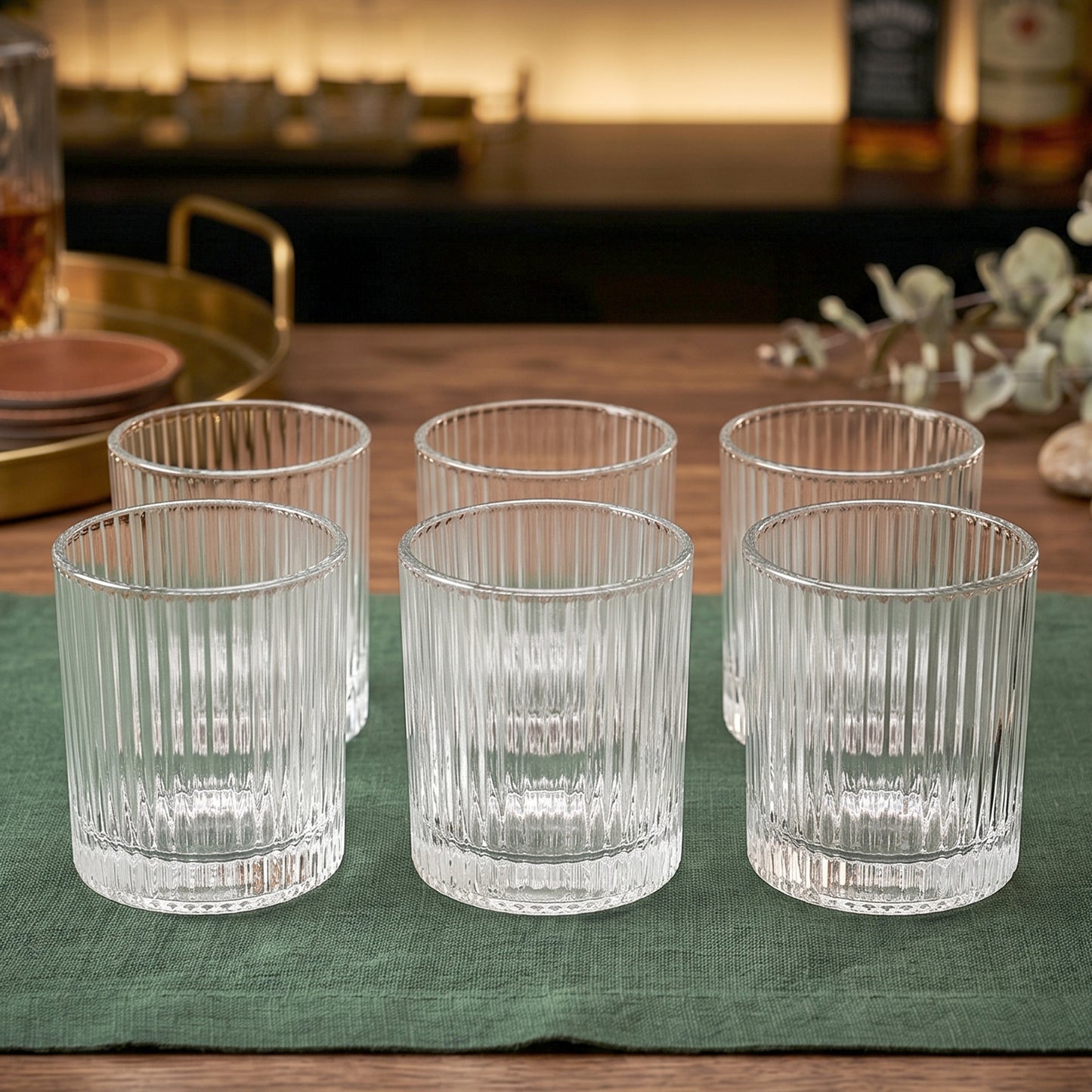 Set of Six Stylish Crystal Glass Tumblers