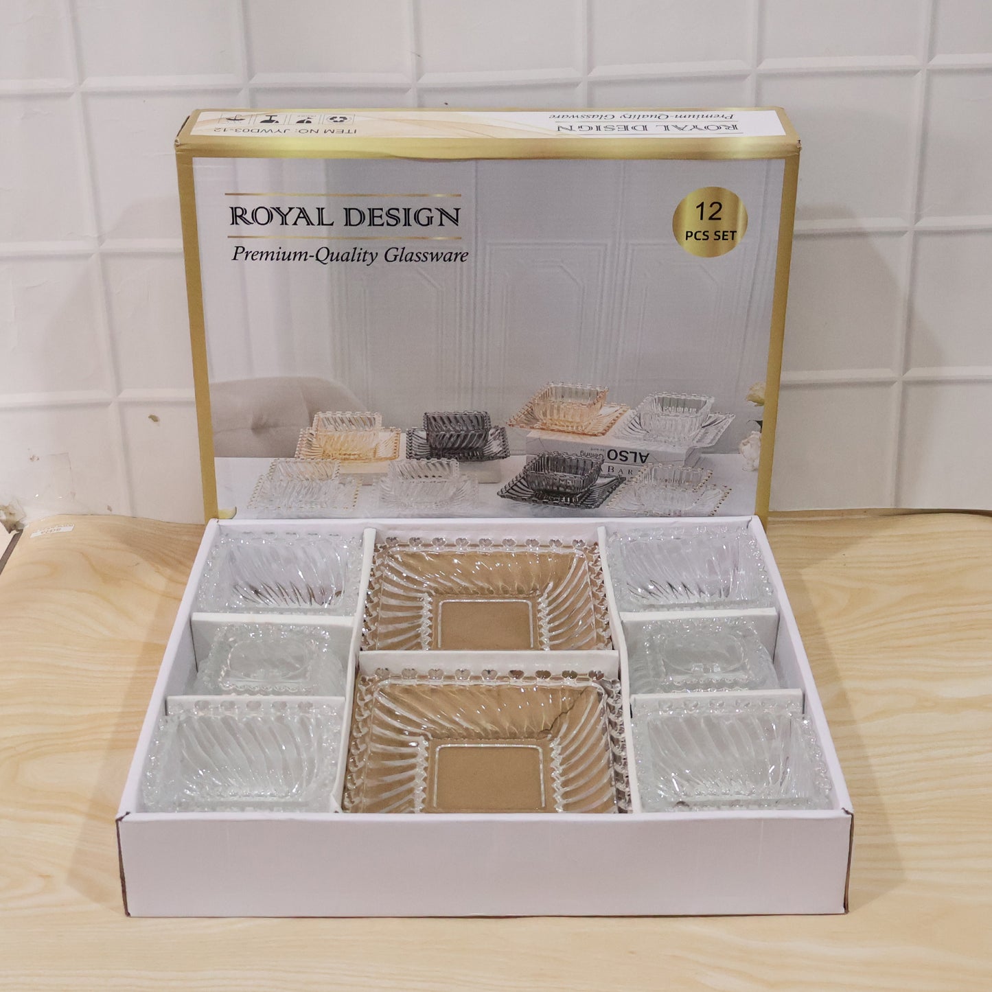 Royal Premium Glassware 12 Pc Serving Plate & Bowl Set