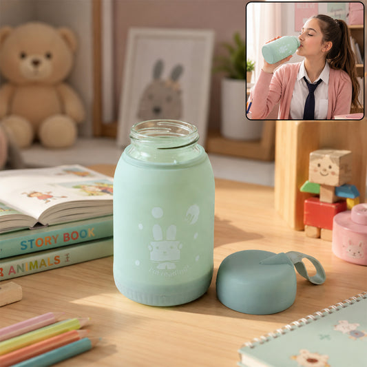Glass water bottle 380ml lid
