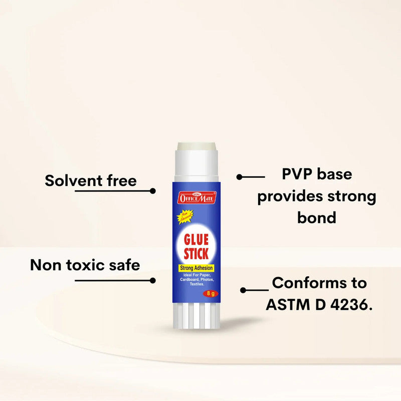 OfficeMate Glue Stick – 8g Strong Adhesion Non-Toxic PVP Based