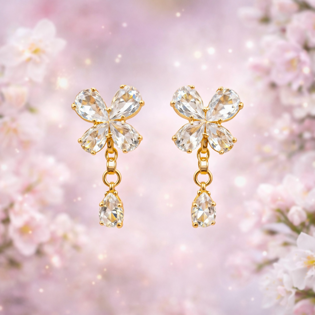 Elegant Butterfly Crystal Drop Earrings for Women