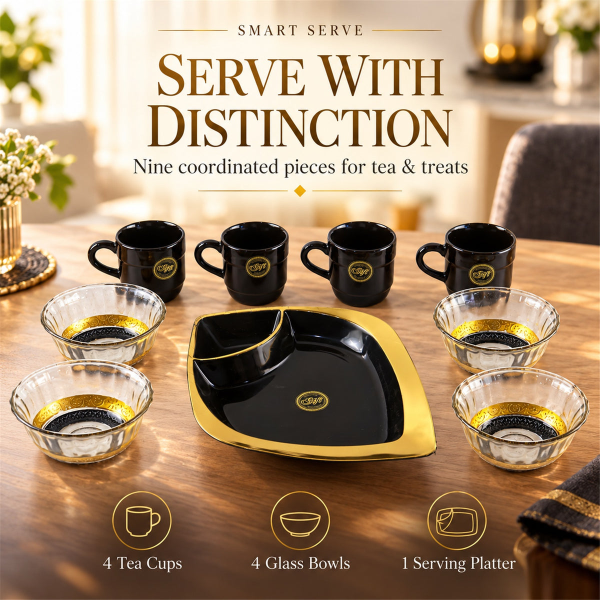 Features of healthy choice set of 4pc ceramic cup.